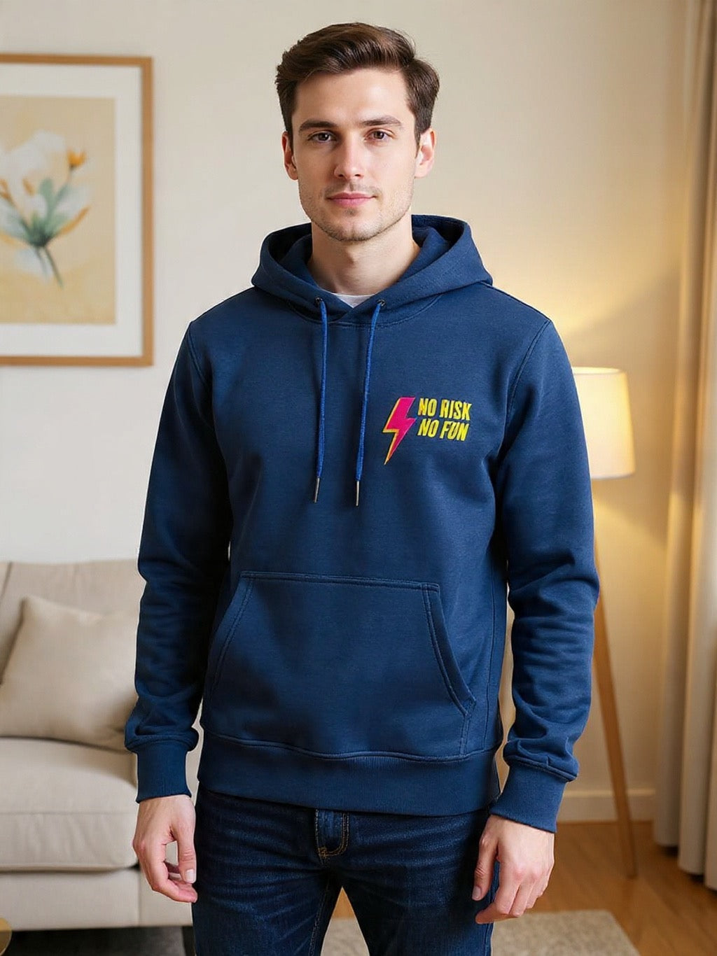 Sweatshirt Hoodie Navy No Risk No Fun