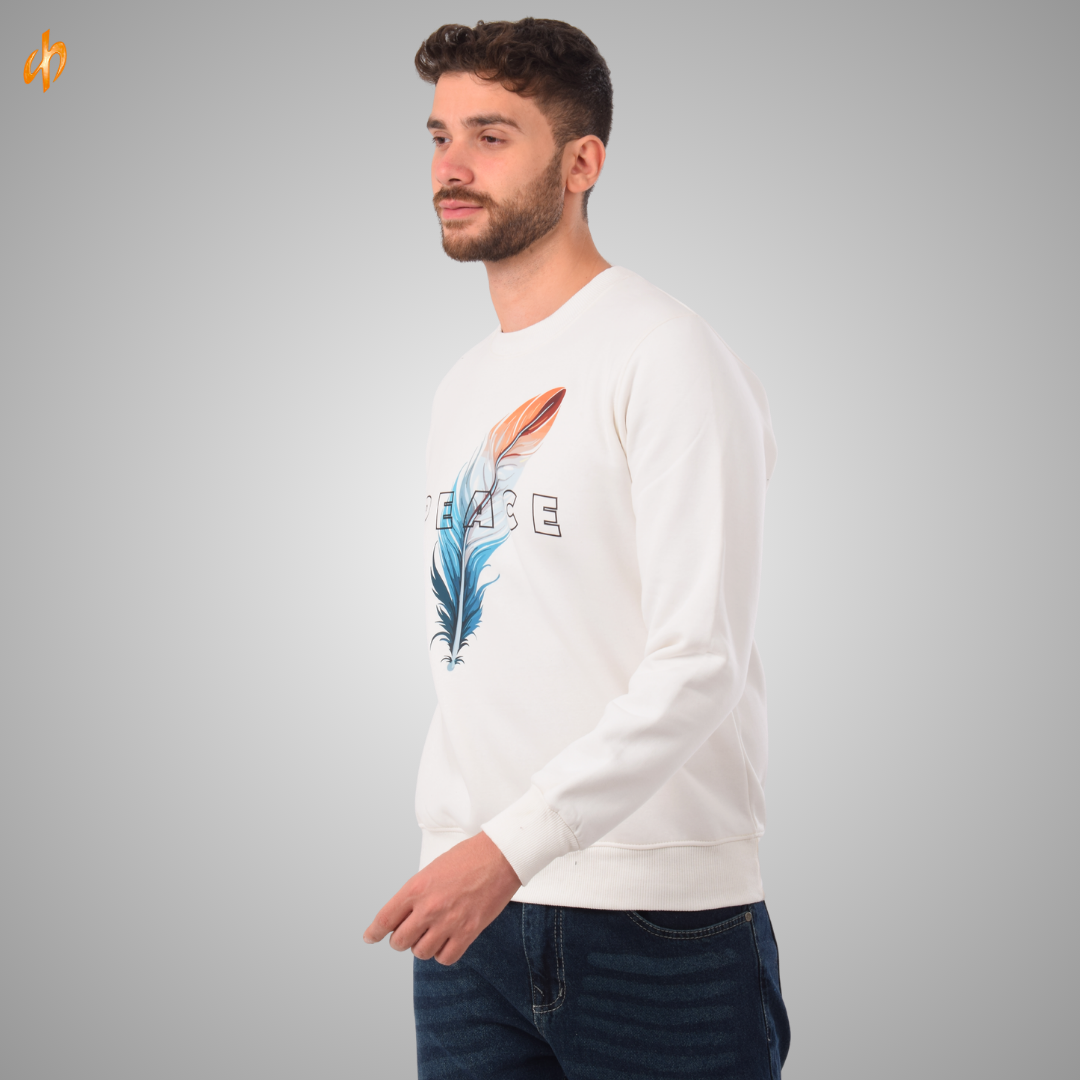Sweatshirt Round White Peace