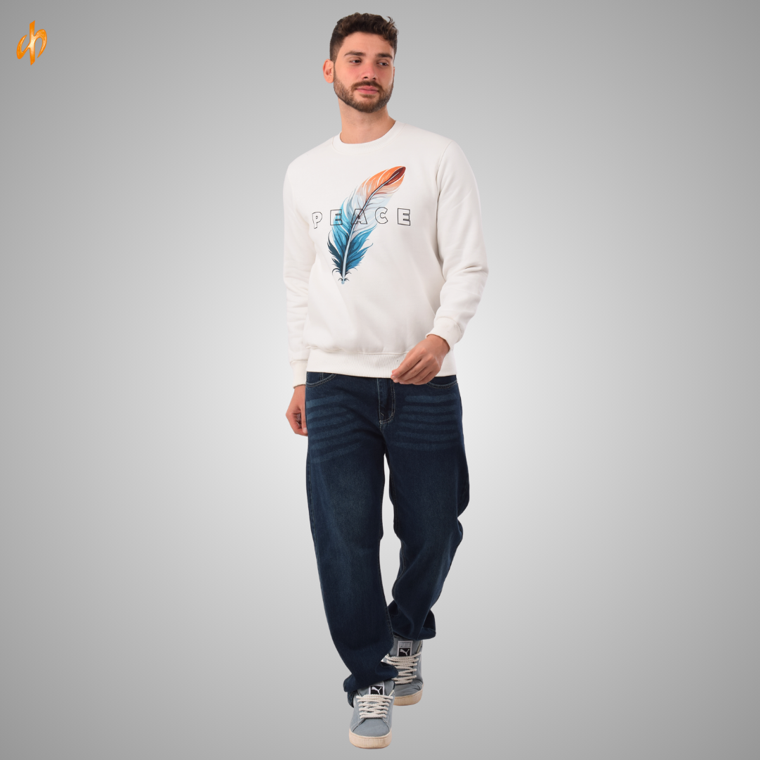 Sweatshirt Round White Peace