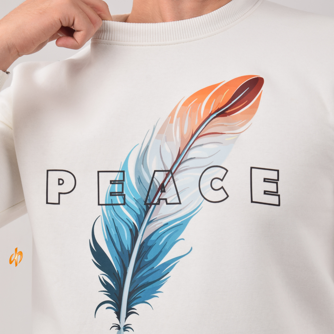 Sweatshirt Round White Peace