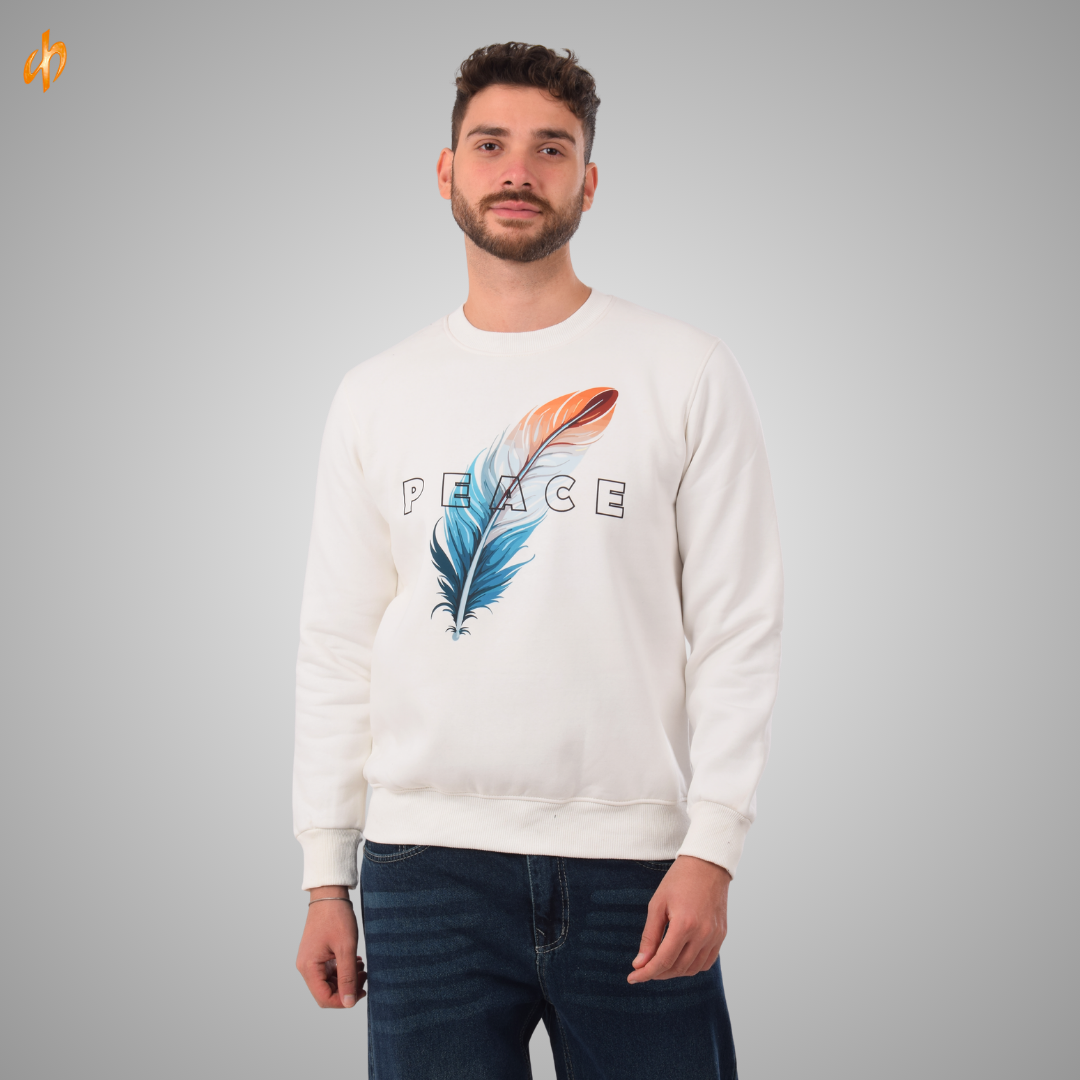 Sweatshirt Round White Peace