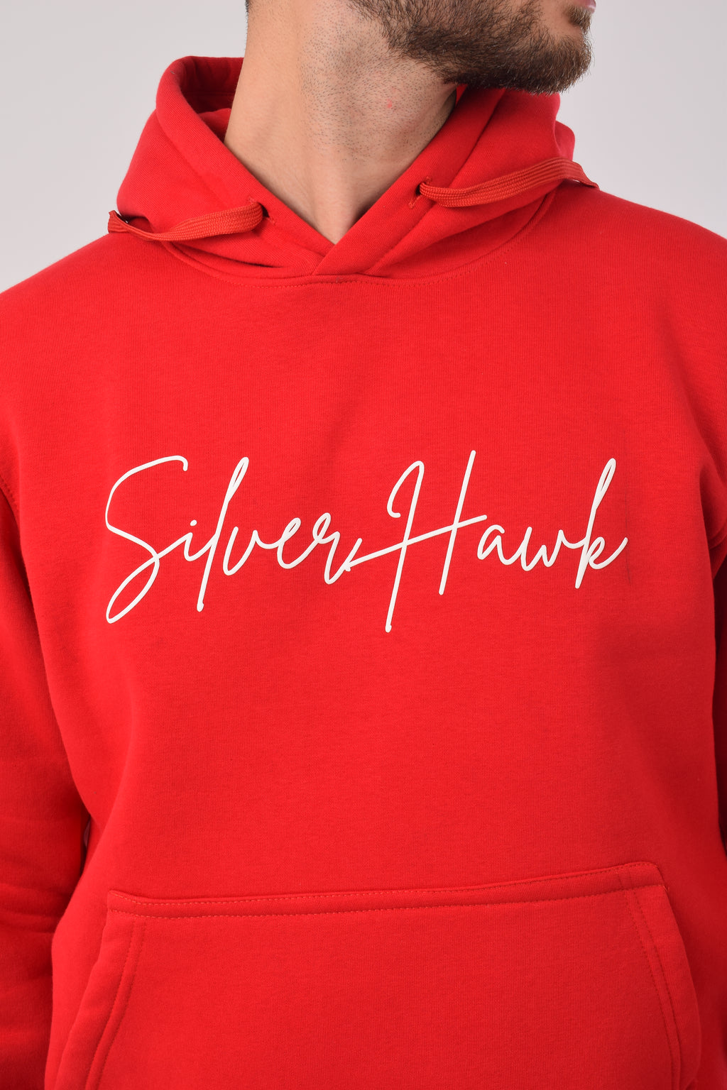 Sweatshirt Hoodie Red Silver Hawk