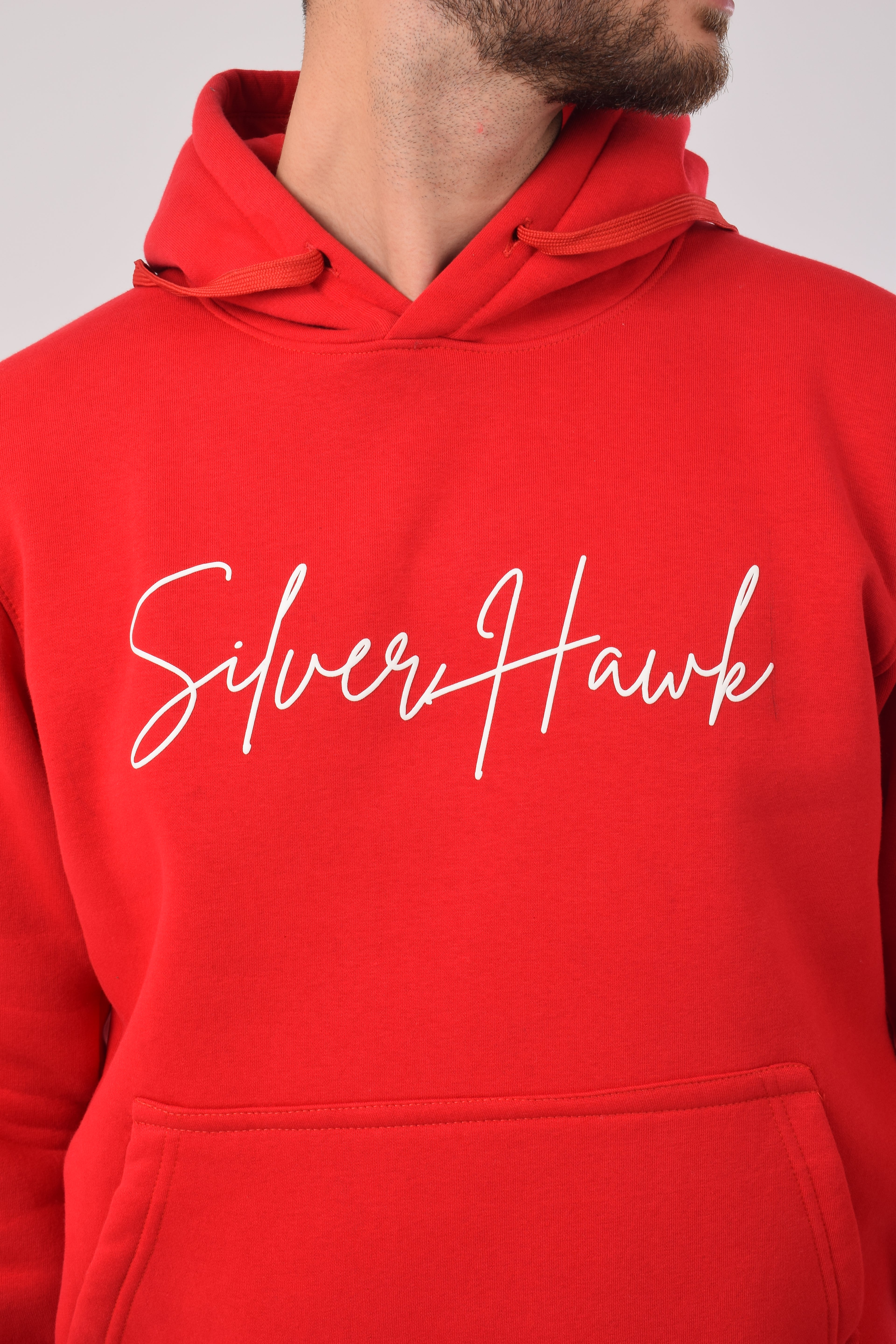Sweatshirt Hoodie Red Silver Hawk