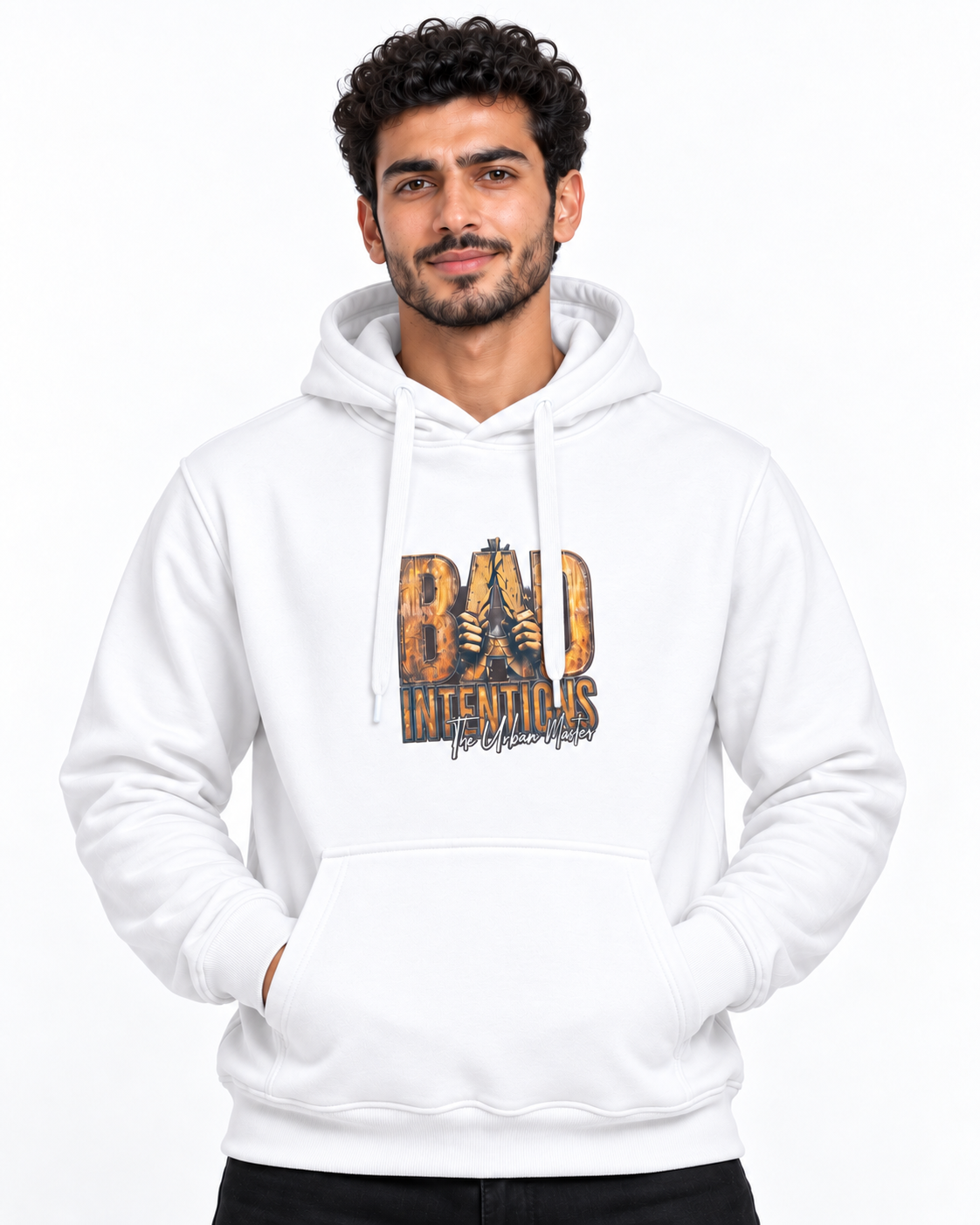 سويتشيرت هودي أبيض Bad