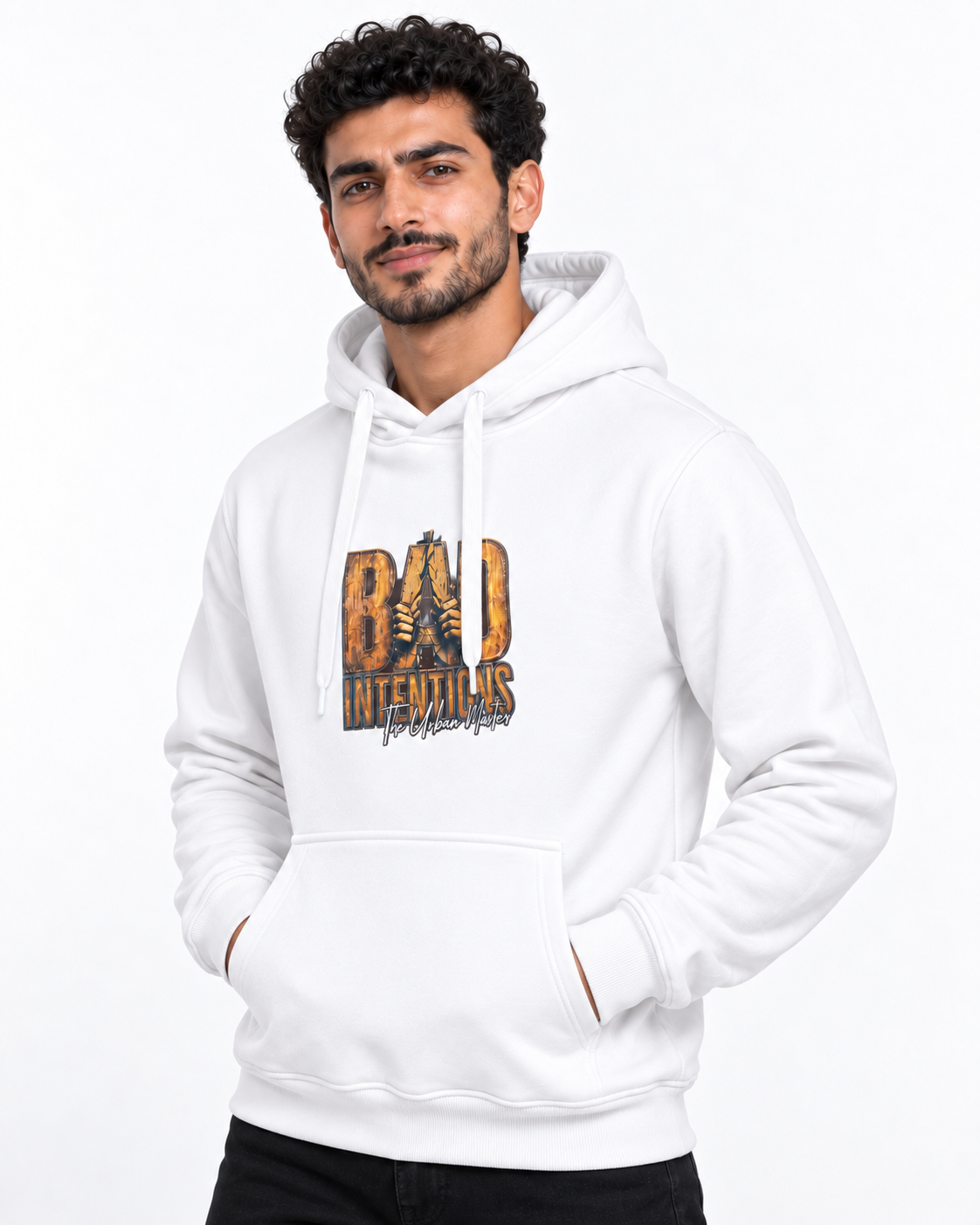 سويتشيرت هودي أبيض Bad