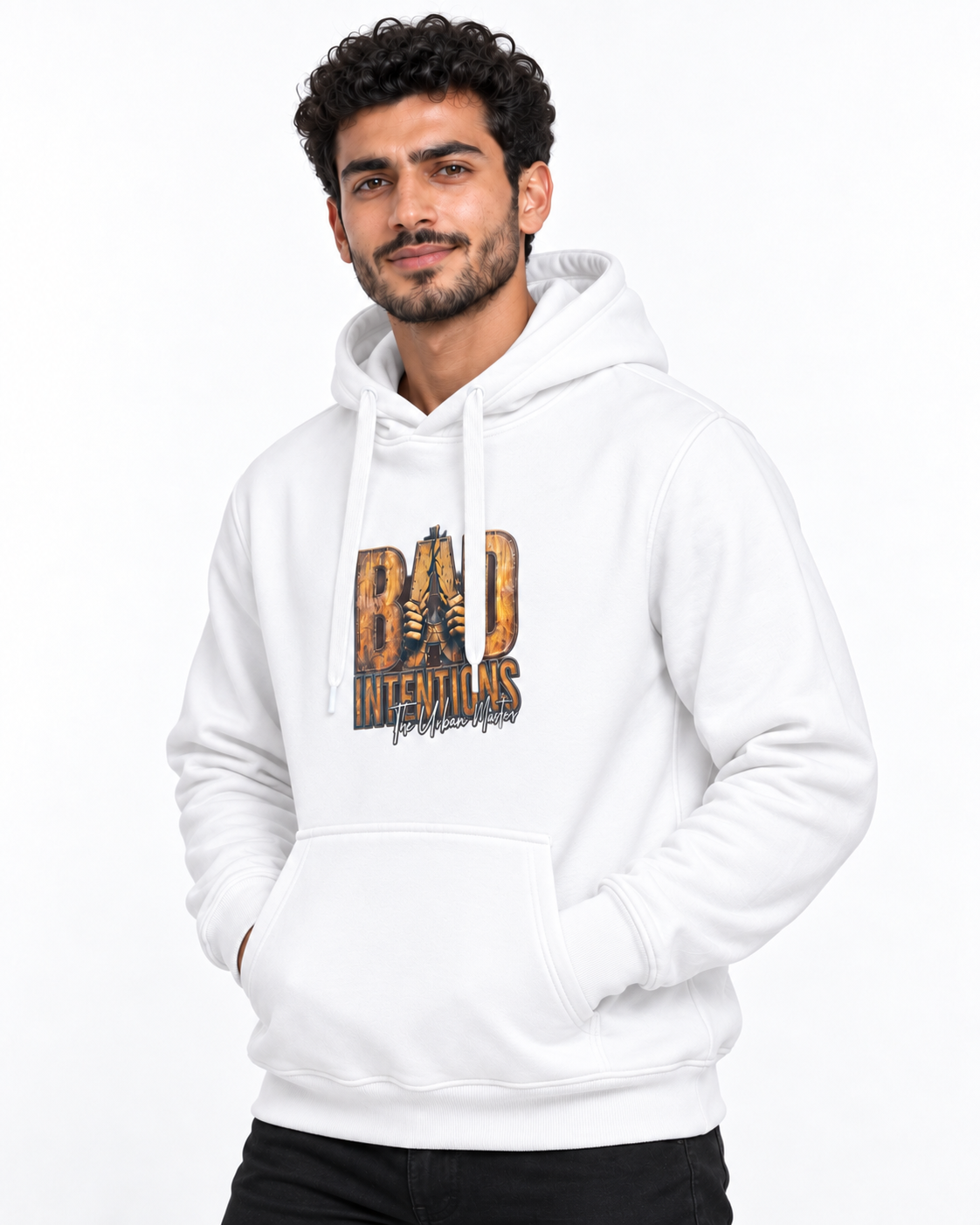 سويتشيرت هودي أبيض Bad