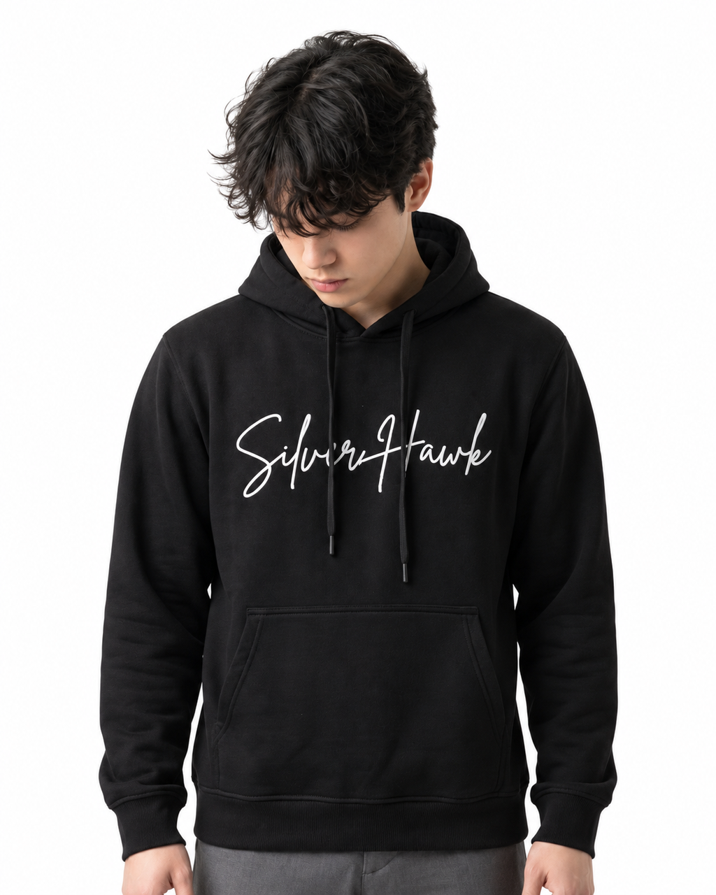 Sweatshirt Hoodie Black Silver Hawk