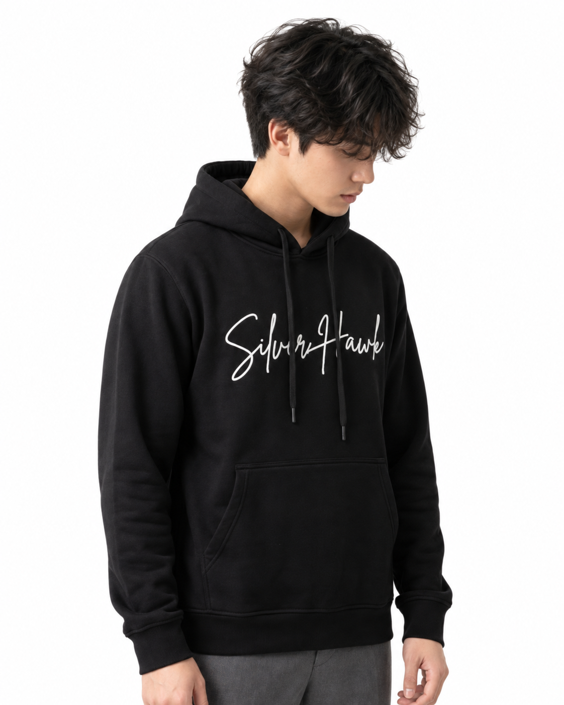 Sweatshirt Hoodie Black Silver Hawk
