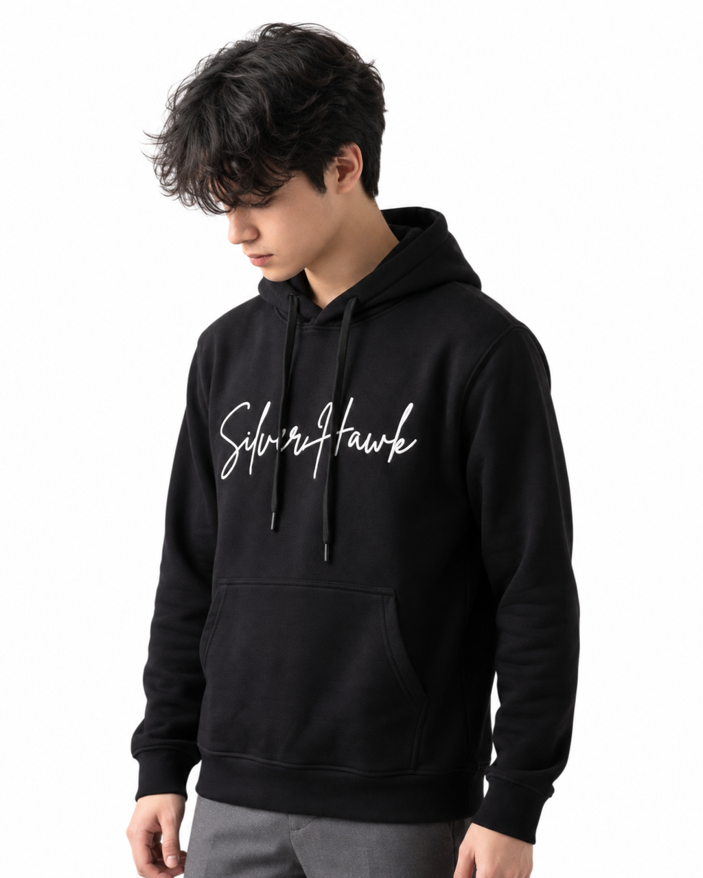 Sweatshirt Hoodie Black Silver Hawk