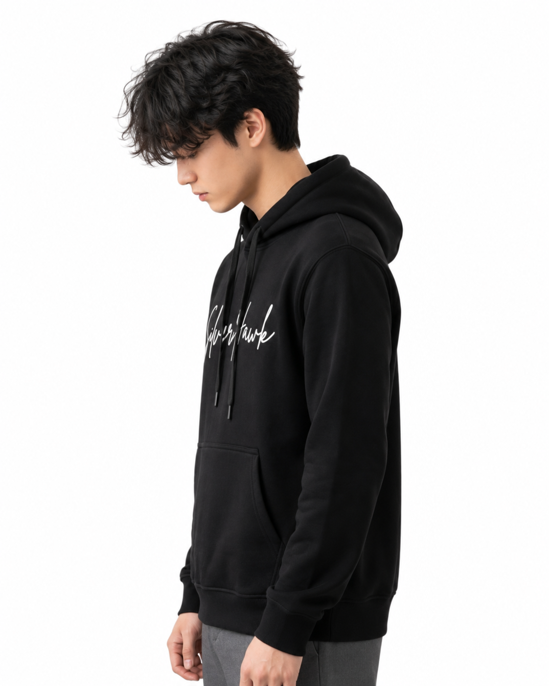 Sweatshirt Hoodie Black Silver Hawk