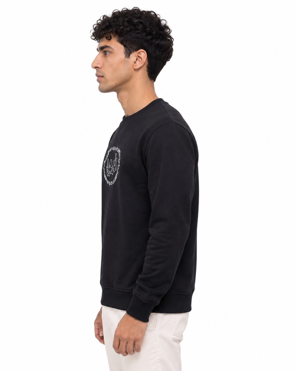 Sweatshirt Round Black Silver Hawk