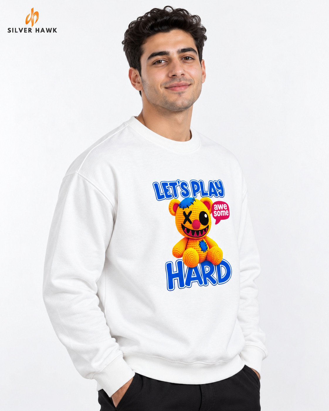Sweatshirt Round Oversize White Let's Play