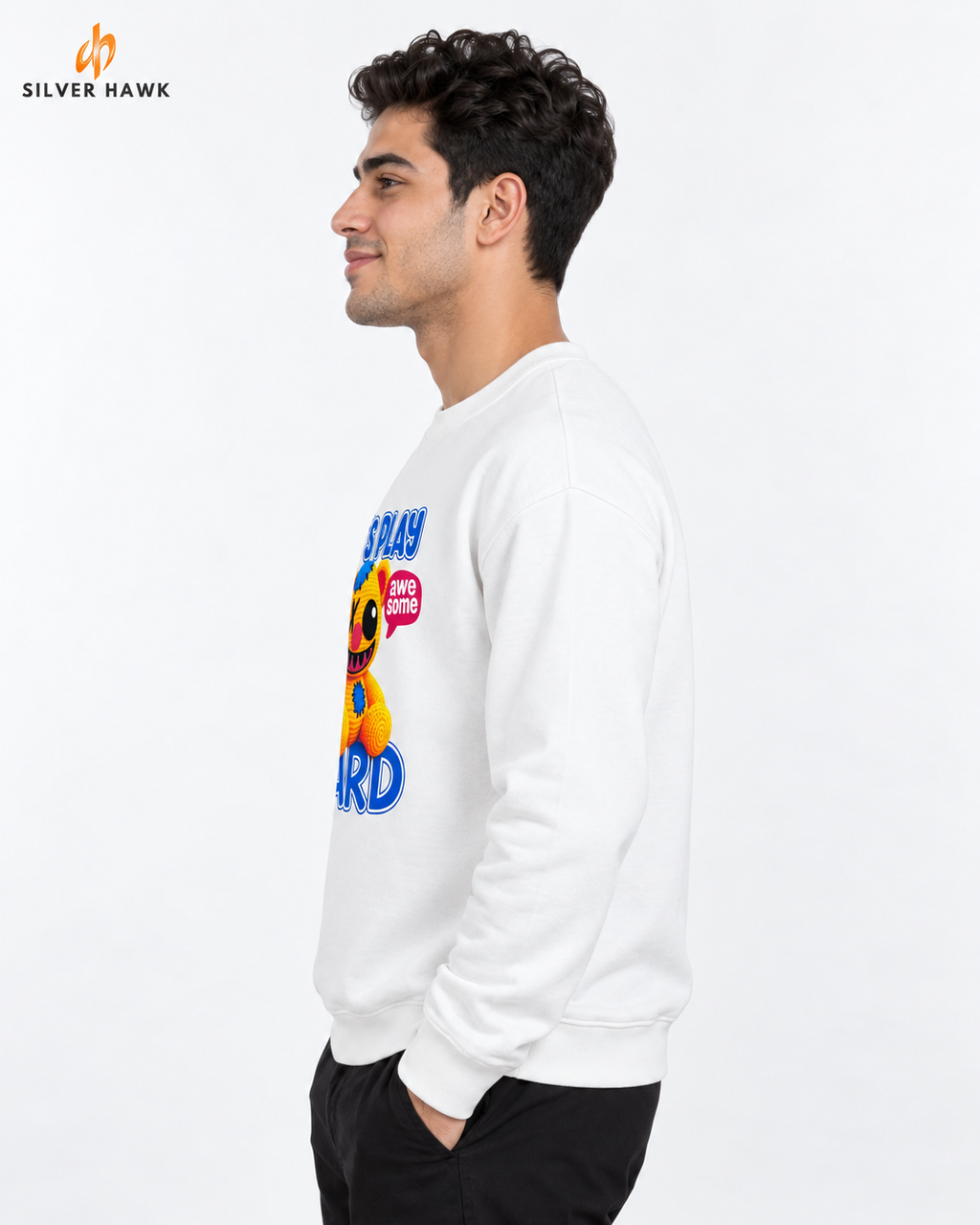 Sweatshirt Round Oversize White Let's Play