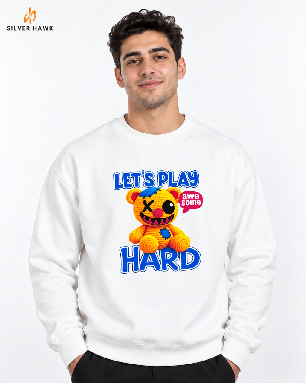 Sweatshirt Round Oversize White Let's Play