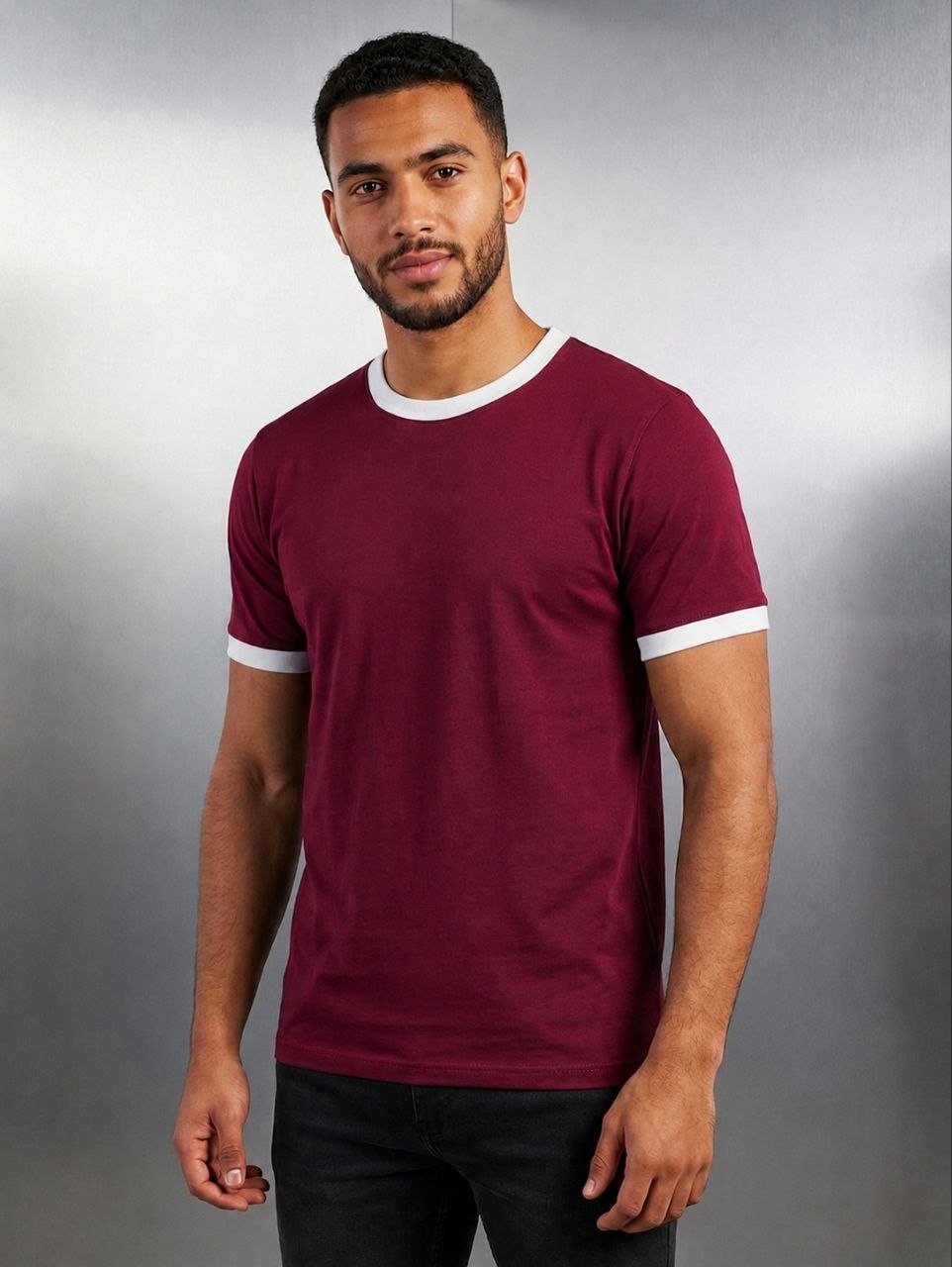 T-shirt Burgundy Ringer printed