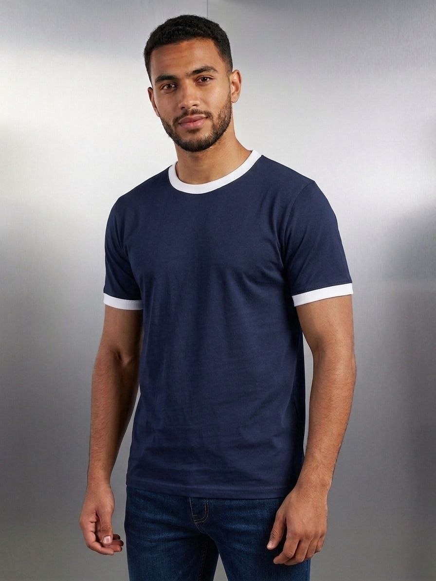 T-shirt Navy Ringer printed