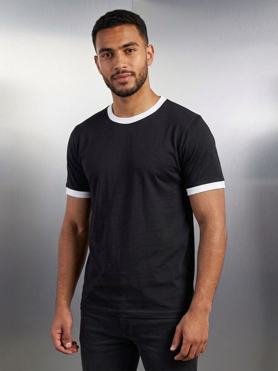 T-shirt Black Ringer printed
